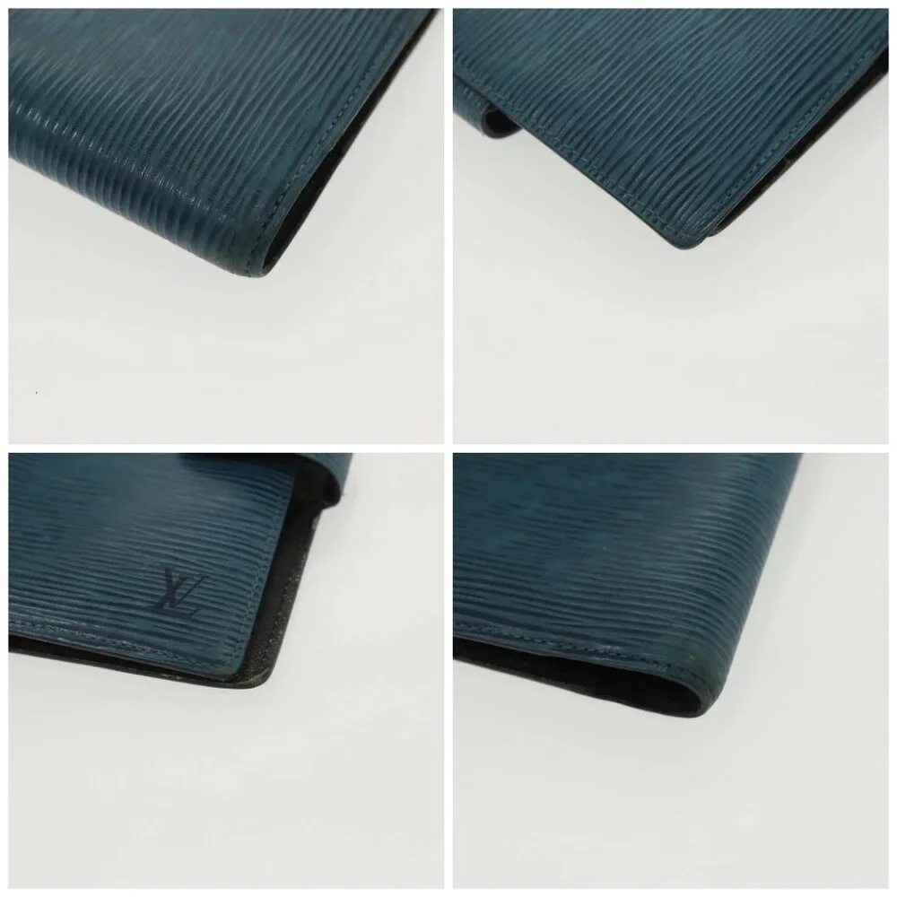 LOUIS VUITTON Epi Agenda PM Day Planner Cover Blue R20055 LV Auth bs28570